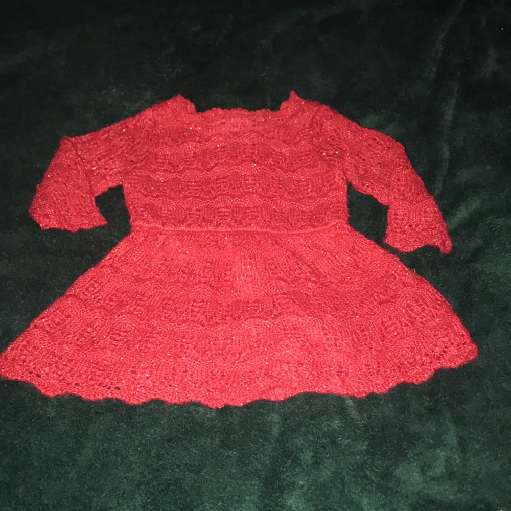 Beautiful little Red Crocheted girls dress - Picture 2 of 7